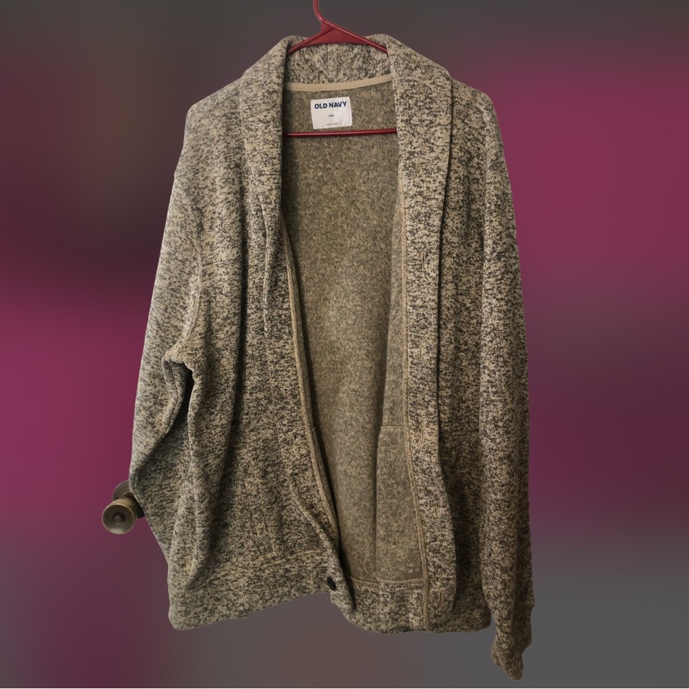 Old Navy NWOT Gray Oatmeal Mens XXL Fleece Lined Cardigan Casual Warm Comfy
